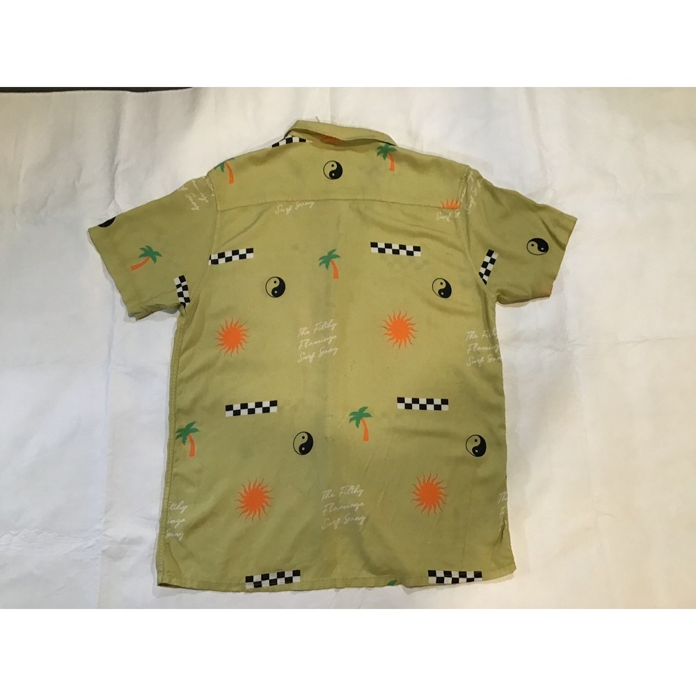 Duvin Design Cabana Shirt Mens Large Green Sun Palm Tree Button Down - Picture 3 of 3